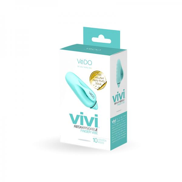 Vedo Vivi Rechargeable Finger Vibe Tease Me Turquoise - OmniPleasures