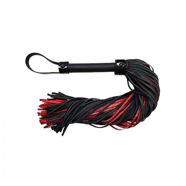 Leather Long Flogger Burgunday & Black Accessories - OmniPleasures