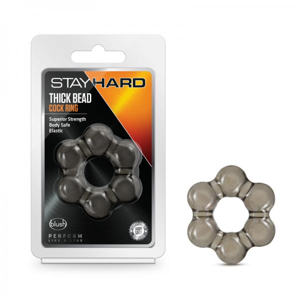 Stay Hard Thick Bead Cock Ring Black - OmniPleasures