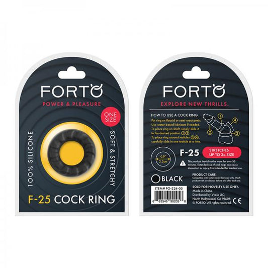 Forto F-25: 23 Mm 100% Liquid Silicone C-ring Black - OmniPleasures