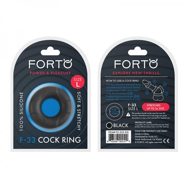 Forto F-33: 25mm 100% Liquid Silicone C-ring Lg Black - OmniPleasures