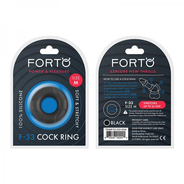 Forto F-33: 21mm 100% Liquid Silicone C-ring Med Black - OmniPleasures