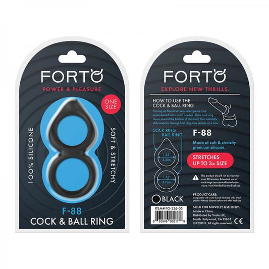 Forto F-88: Double Ring 100% Liquid Silicone Black - OmniPleasures