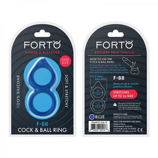 Forto F-88: Double Ring 100% Liquid Silicone Blue - OmniPleasures