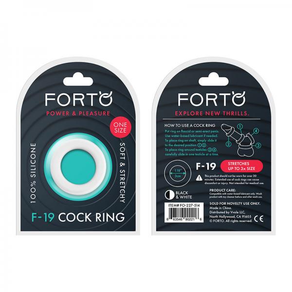 Forto F-19: 100% Liquid Silicone 2-tone C-ring Black/white - OmniPleasures