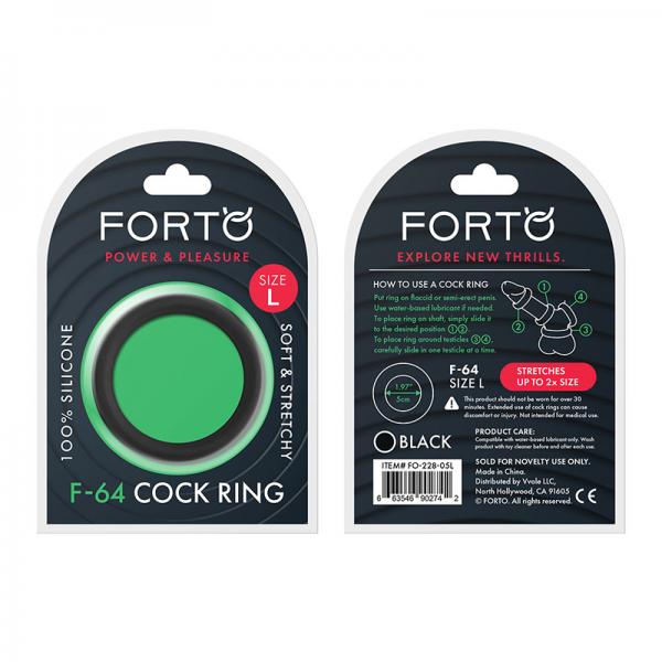 Forto F-64: 50mm 100% Silicone Ring Wide Lg Black - OmniPleasures