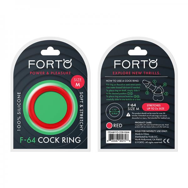 Forto F-64: 45mm 100% Silicone Ring Wide Med Red - OmniPleasures