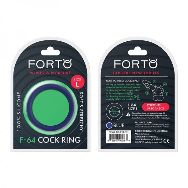 Forto F-64: 50mm 100% Silicone Ring Wide Lg Blue - OmniPleasures