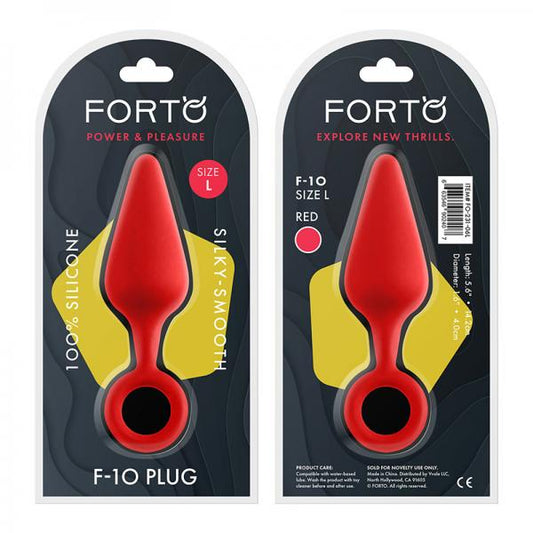 Forto F-10: Silicone Plug W/ Pull Ring Lg Red - OmniPleasures