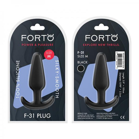 Forto F-31: 100% Silicone Plug Med Black - OmniPleasures