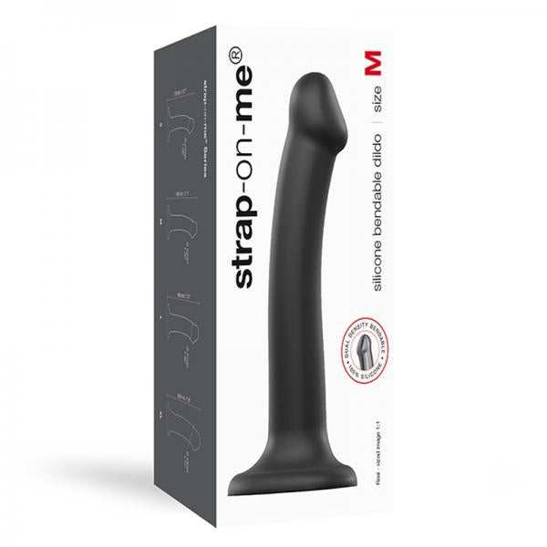 Strap-on-me Semi-realistic Dual Density Bendable Dildo Black Size M - OmniPleasures