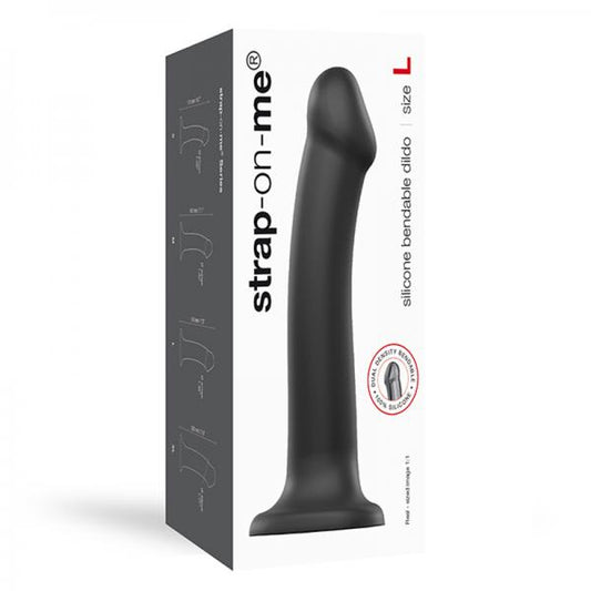 Strap-on-me Semi-realistic Dual Density Bendable Dildo Black Size L - OmniPleasures