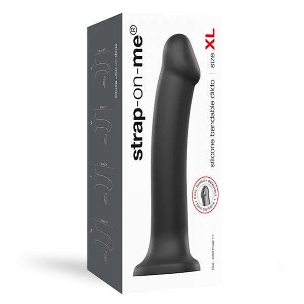 Strap-on-me Semi-realistic Dual Density Bendable Dildo Black Size Xl - OmniPleasures