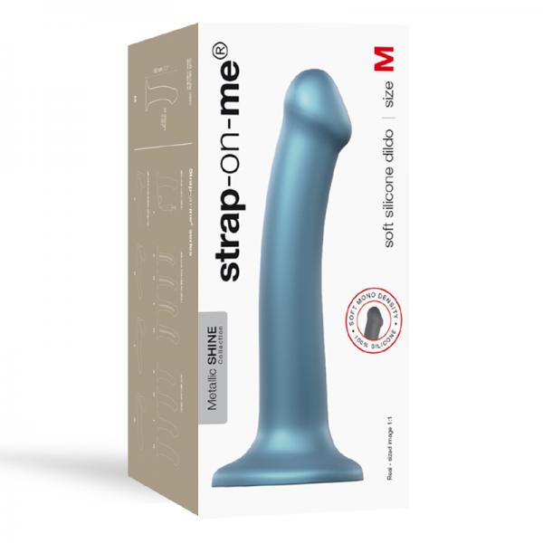 Strap-on-me Mono Density Dildo Metallic Duck Blue Size M - Shine - OmniPleasures