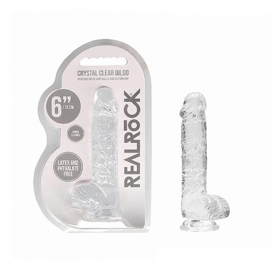 Realrock Realistic Dildo With Balls 6in Transparent - OmniPleasures