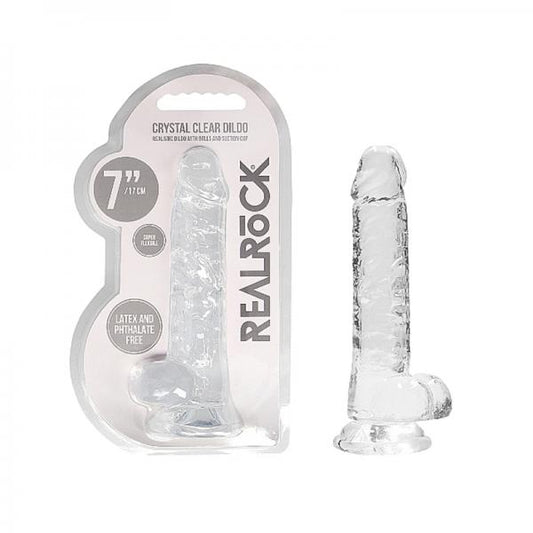 Realrock Realistic Dildo With Balls 7in Transparent - OmniPleasures