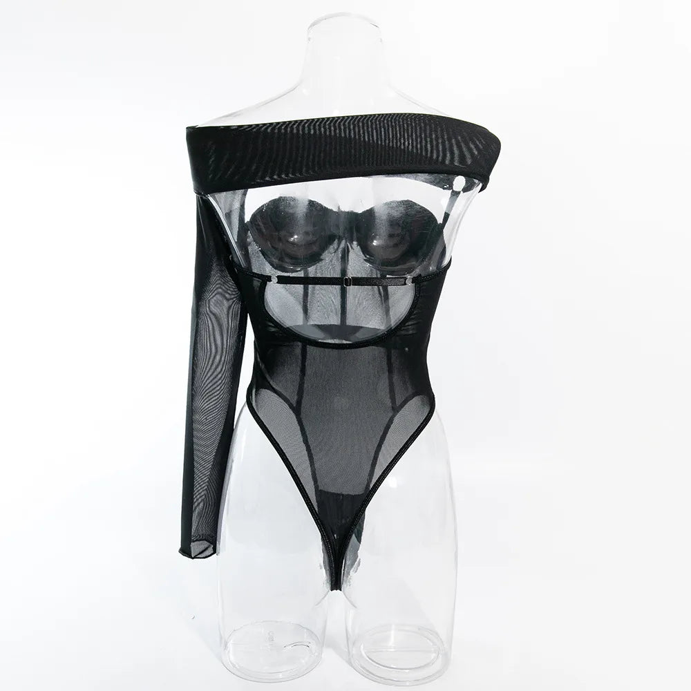 Sexy Single Rotator Sleeve Bodysuit