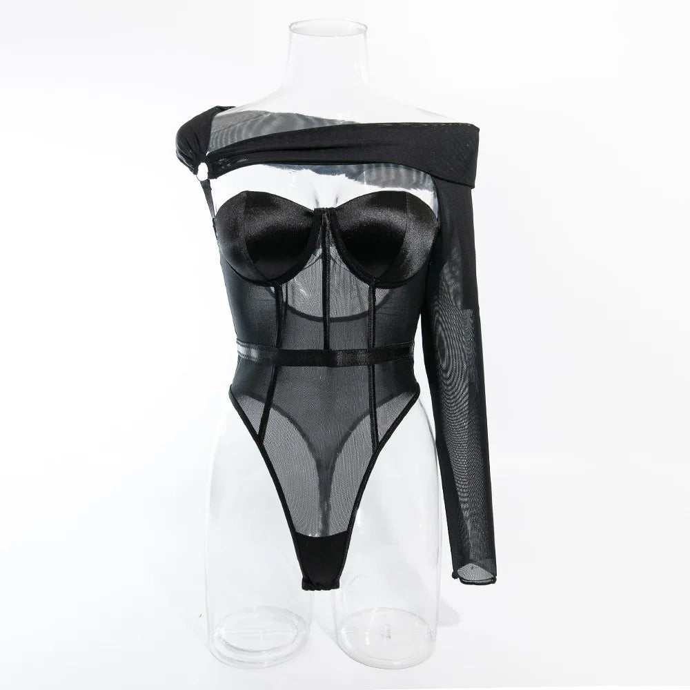 Sexy Single Rotator Sleeve Bodysuit