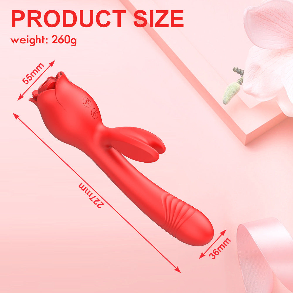 Bunny Rose Toy 3-in-1 Clit Sucker And Thrusting Vibrator - OmniPleasures