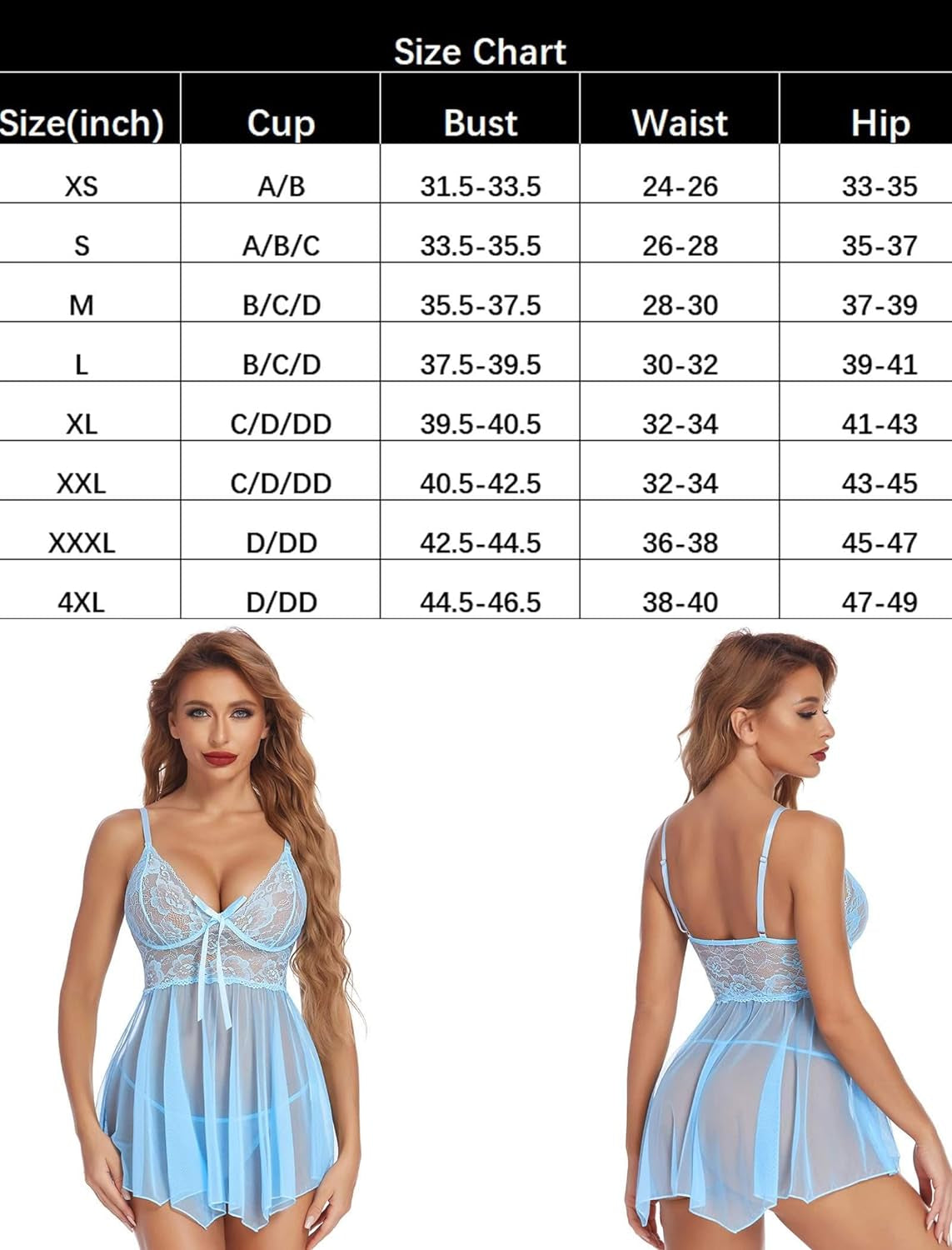 Women Lingerie Lace Babydoll Mesh Nightgown Chemise Boudoir Nighty Sleepwear - OmniPleasures