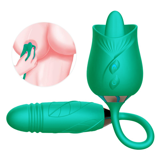 2in1 Tongue-licking Rose Sex Toy with G-spot Bullet - OmniPleasures