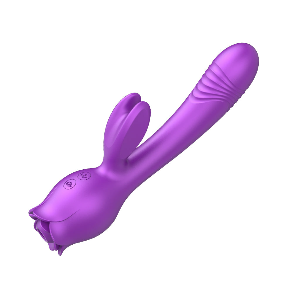 Bunny Rose Toy 3-in-1 Clit Sucker And Thrusting Vibrator - OmniPleasures