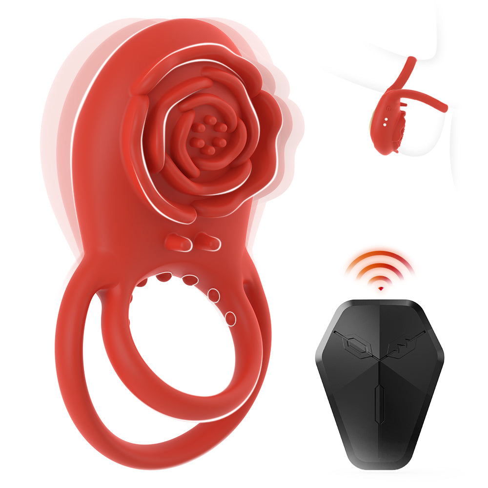 2.0 Version Clit Stmulator & Vibrating Penis Ring Rose Toy For Couples - OmniPleasures