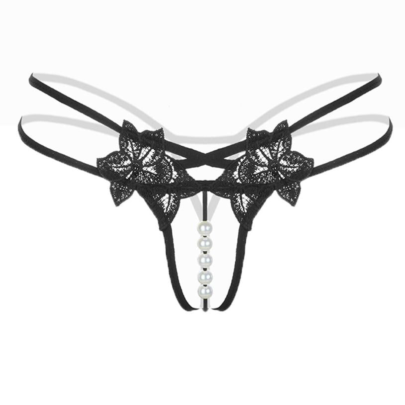 Women Sexy G-string Lace Chic Lingerie Pearl Thongs - OmniPleasures