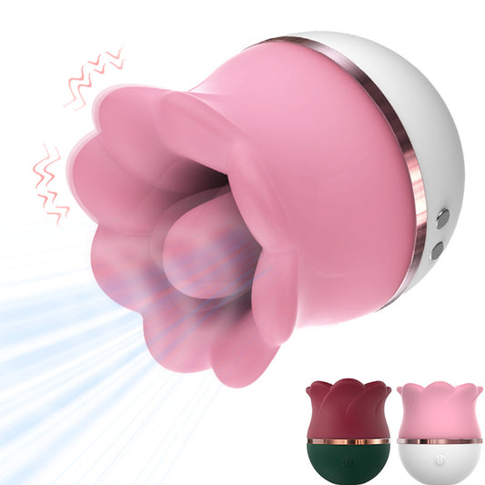 2-in-1 Tongue-licking Rose Clit Stimulator Suction Virbator - OmniPleasures